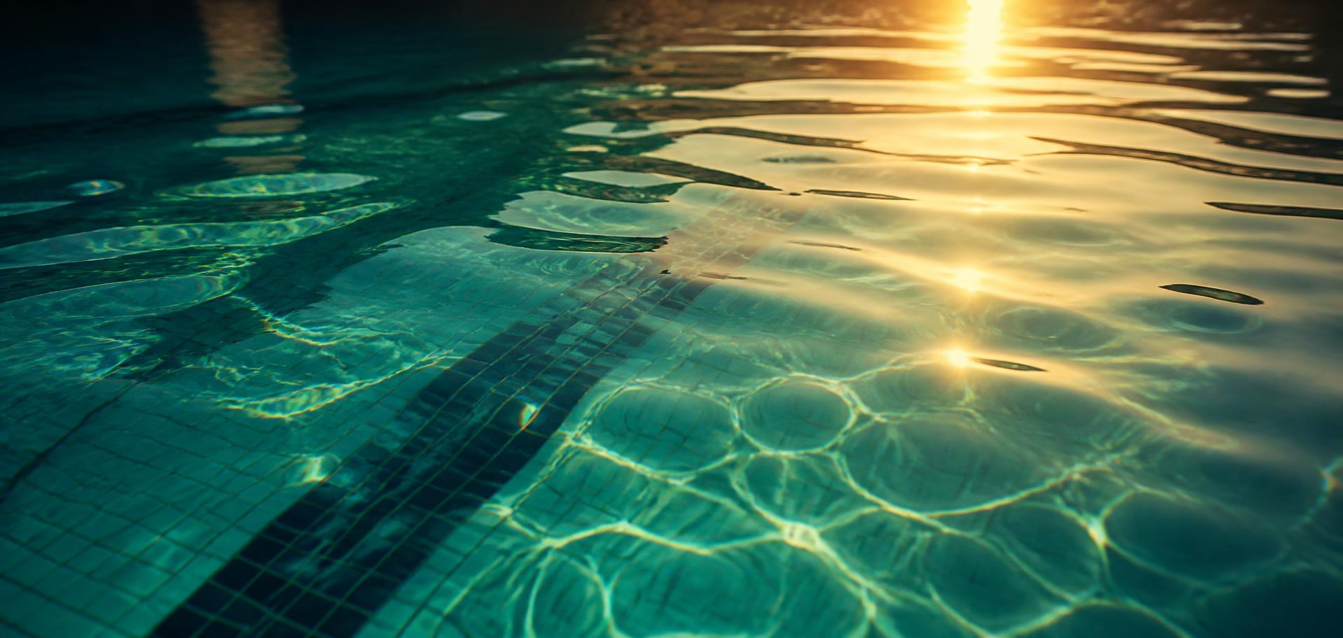 Sunlit rippling swimming pool water in Southwest Florida